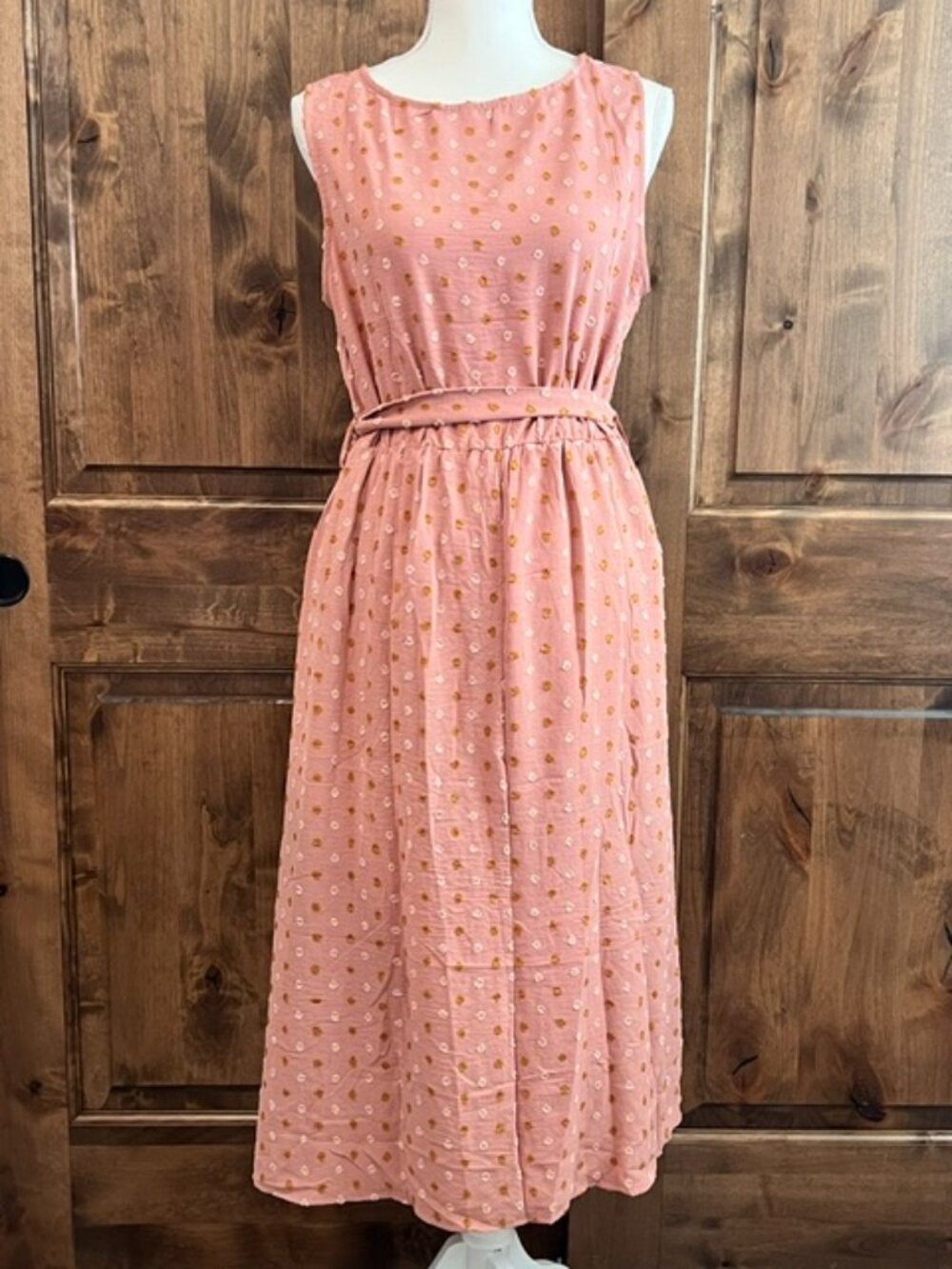 Sleeveless Blush Pink Dress With Sash